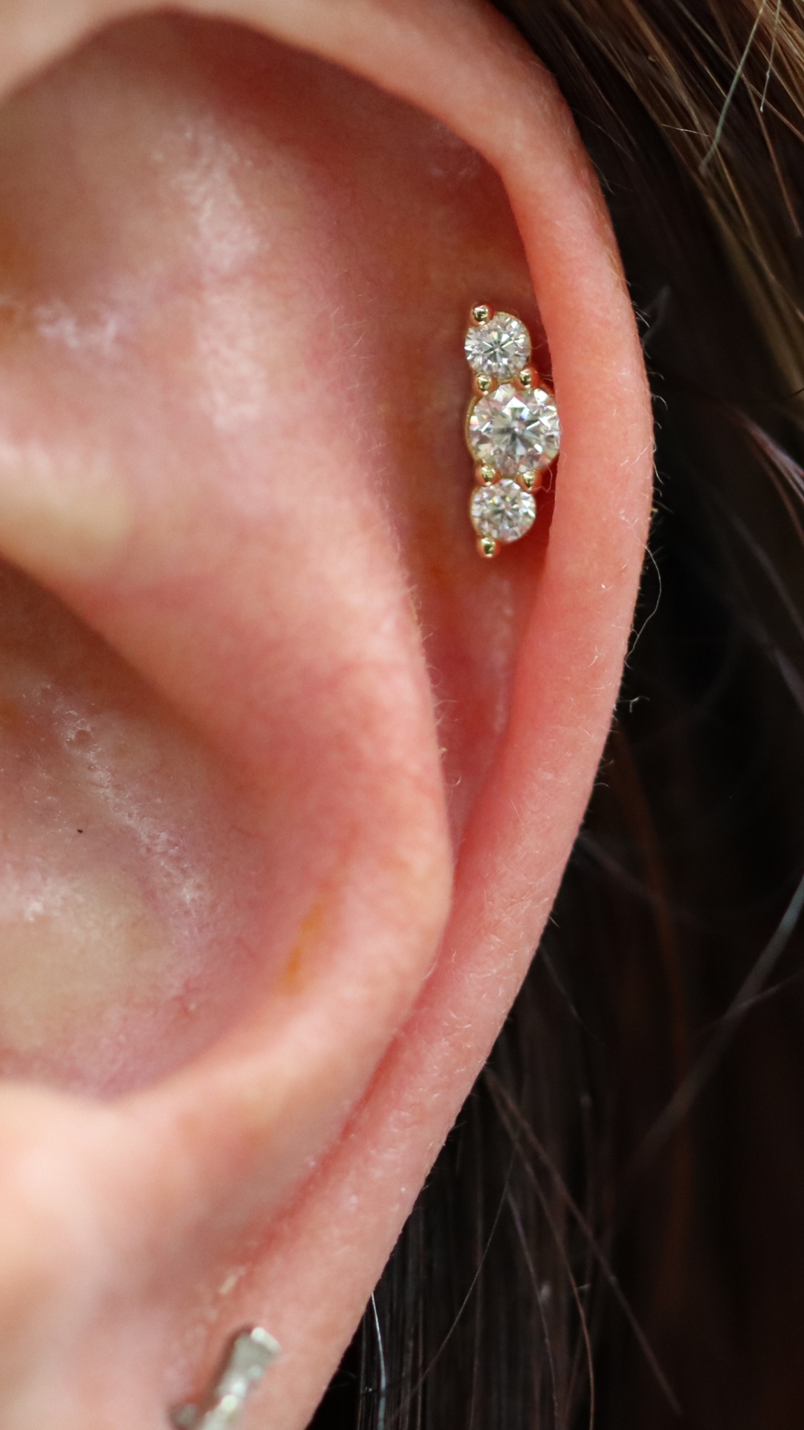 Helix piercing with 18k gold Phantasm III from Ixus fine jewellery